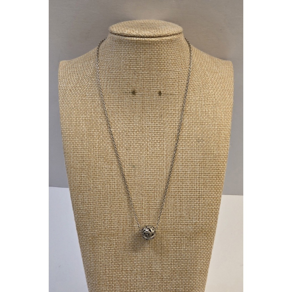 Vintage Sterling Silver ATI Bali Style Ball Pendant Necklace 16"